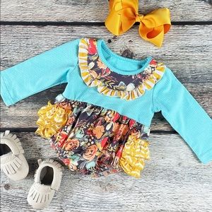 Baby girl romper ruffle butt. Long sleeve